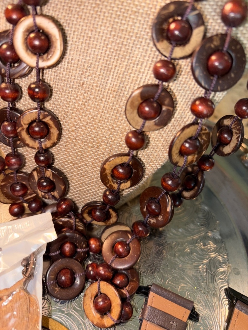 Brown Wooden Bead Multi-Strand Necklace and 5 other items - Women Accessories - Picture 5 of 6